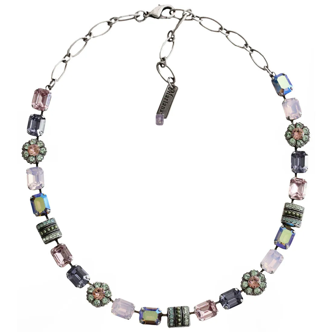 Mariana "Iris" Silver Plated Emerald Cut Rosette Crystal Necklace, 3099 1327