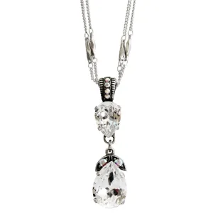 Mariana "On A Clear Day" Silver Plated Double Pear Pendant Crystal Necklace, 5032/4 011AB