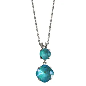 Mariana "Sun-Kissed Laguna" Rhodium Plated Round and Cushion Cut Pendant Crystal Necklace, 5326/0 142142ro