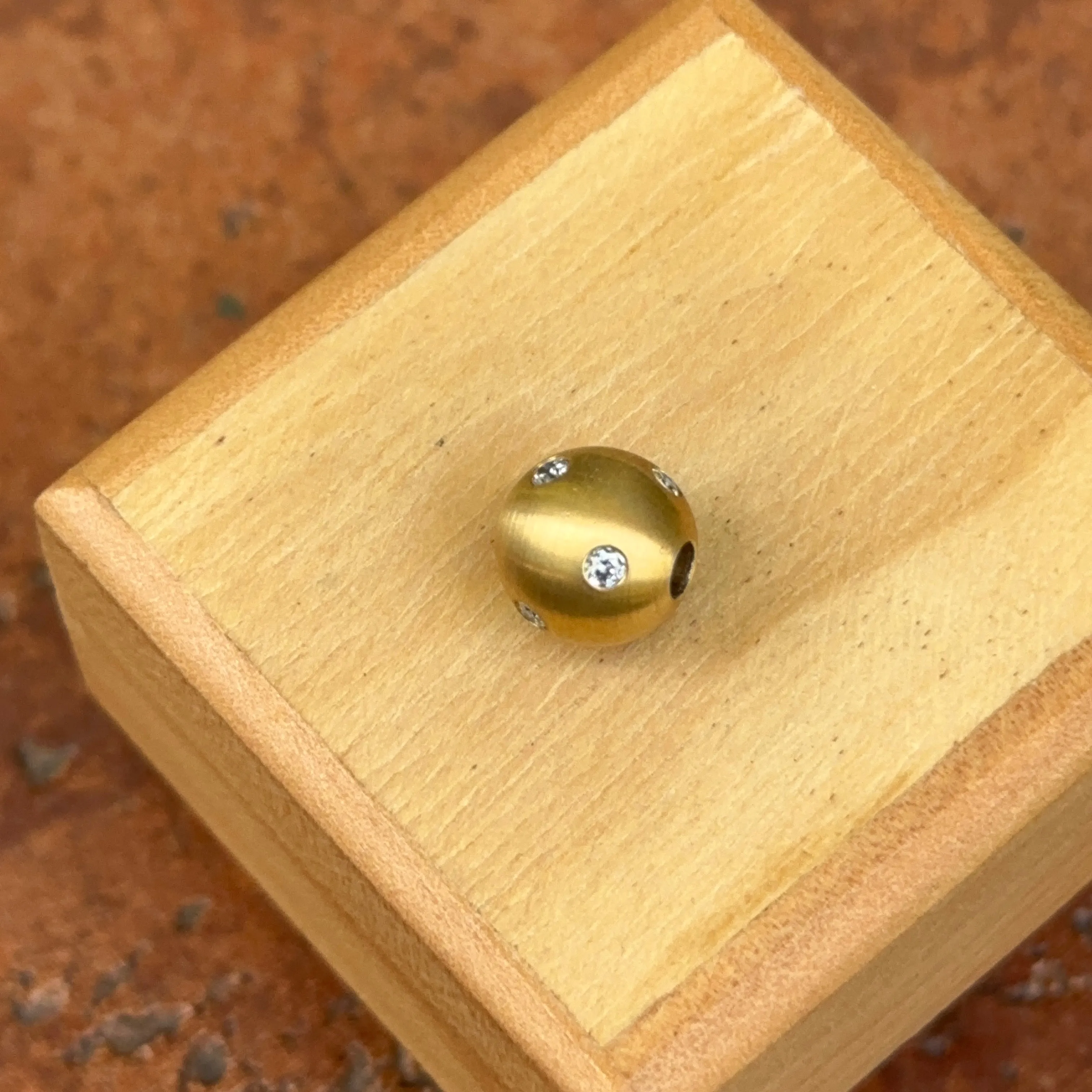 Matte Gold-Plated Stainless Steel 10mm Gypsy Set CZ Ball Swap Pendant