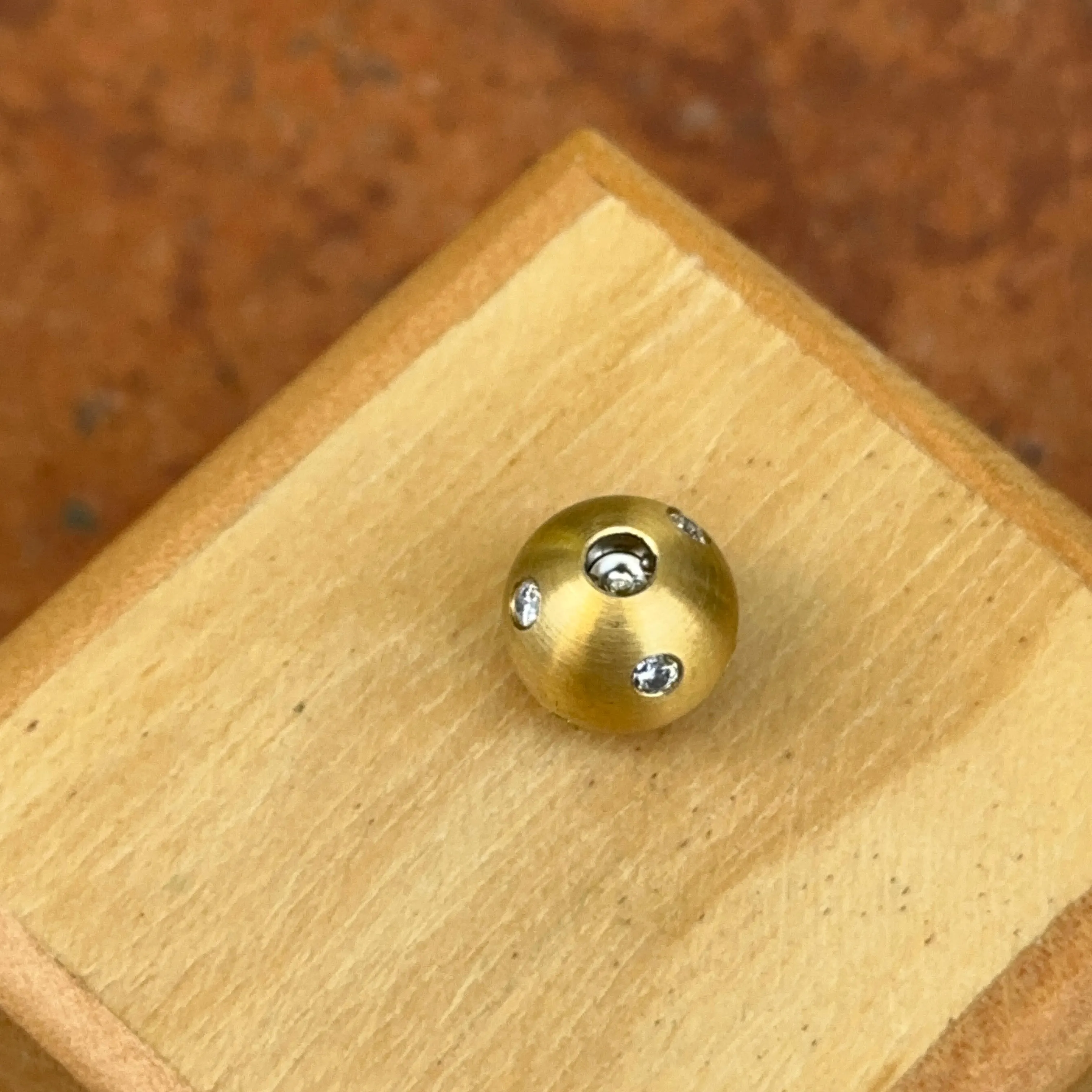Matte Gold-Plated Stainless Steel 10mm Gypsy Set CZ Ball Swap Pendant