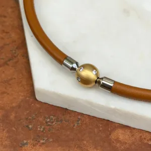 Matte Gold-Plated Stainless Steel 10mm Gypsy Set CZ Ball Swap Pendant