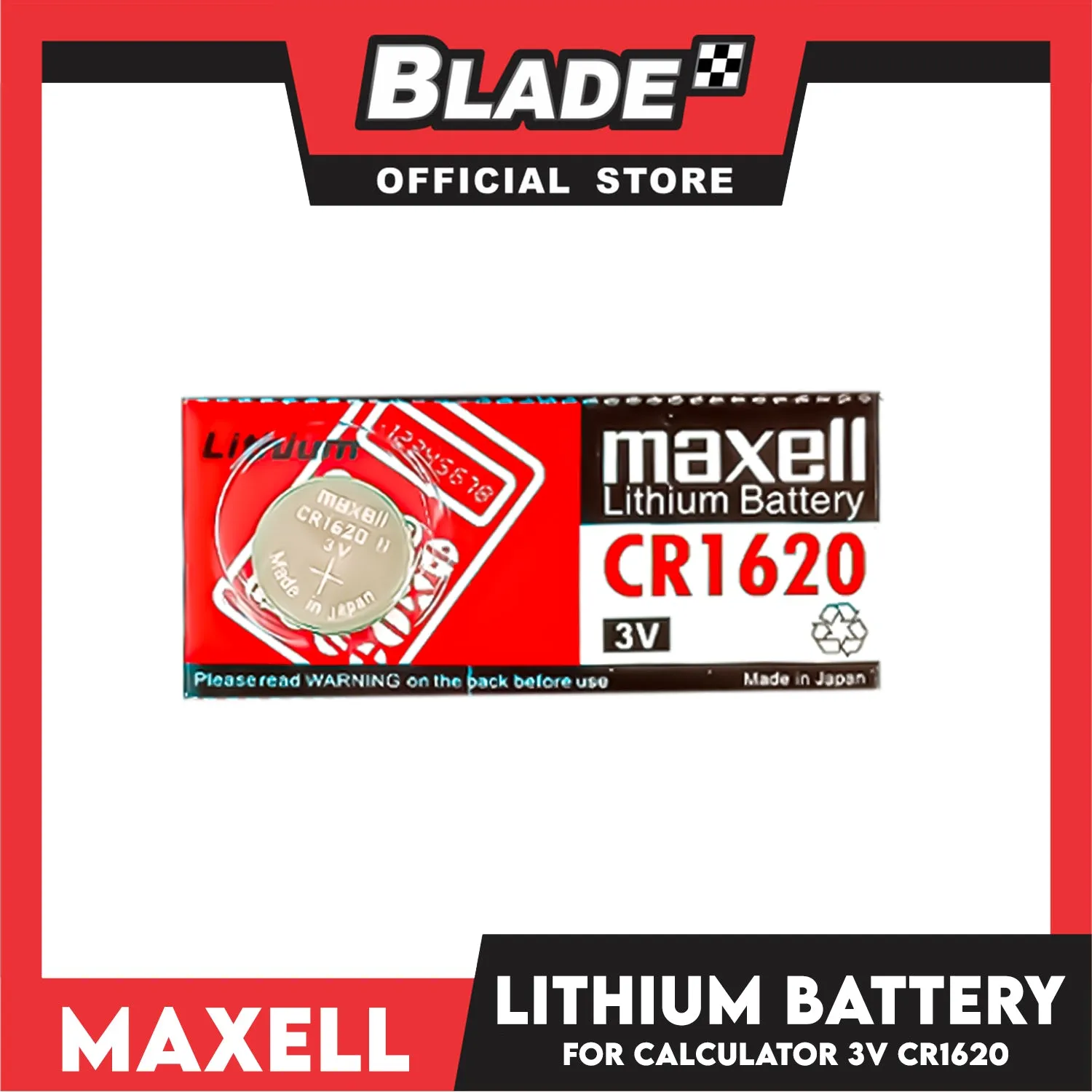 Maxell 3 Volt Lithium Battery CR1620 Coin Cell (Bundle of 5pcs)