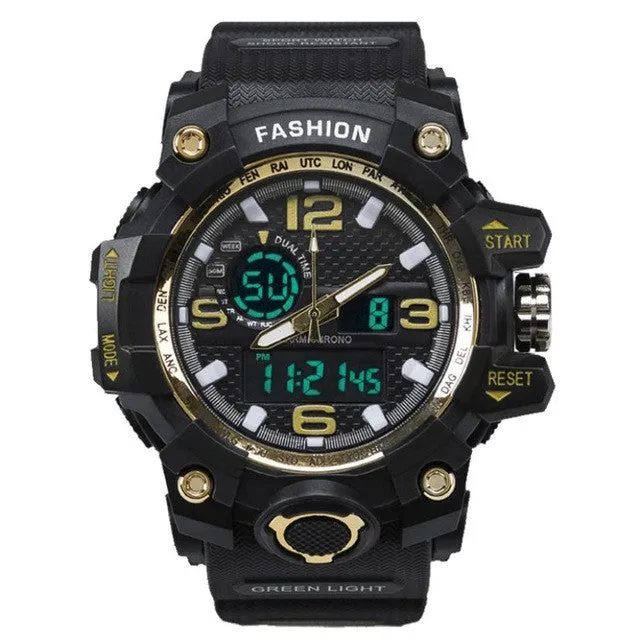 Men sport watches HONHX dual display watch LED digital watch Silicone quartz watch 30M waterproof wristwatches For Men #516