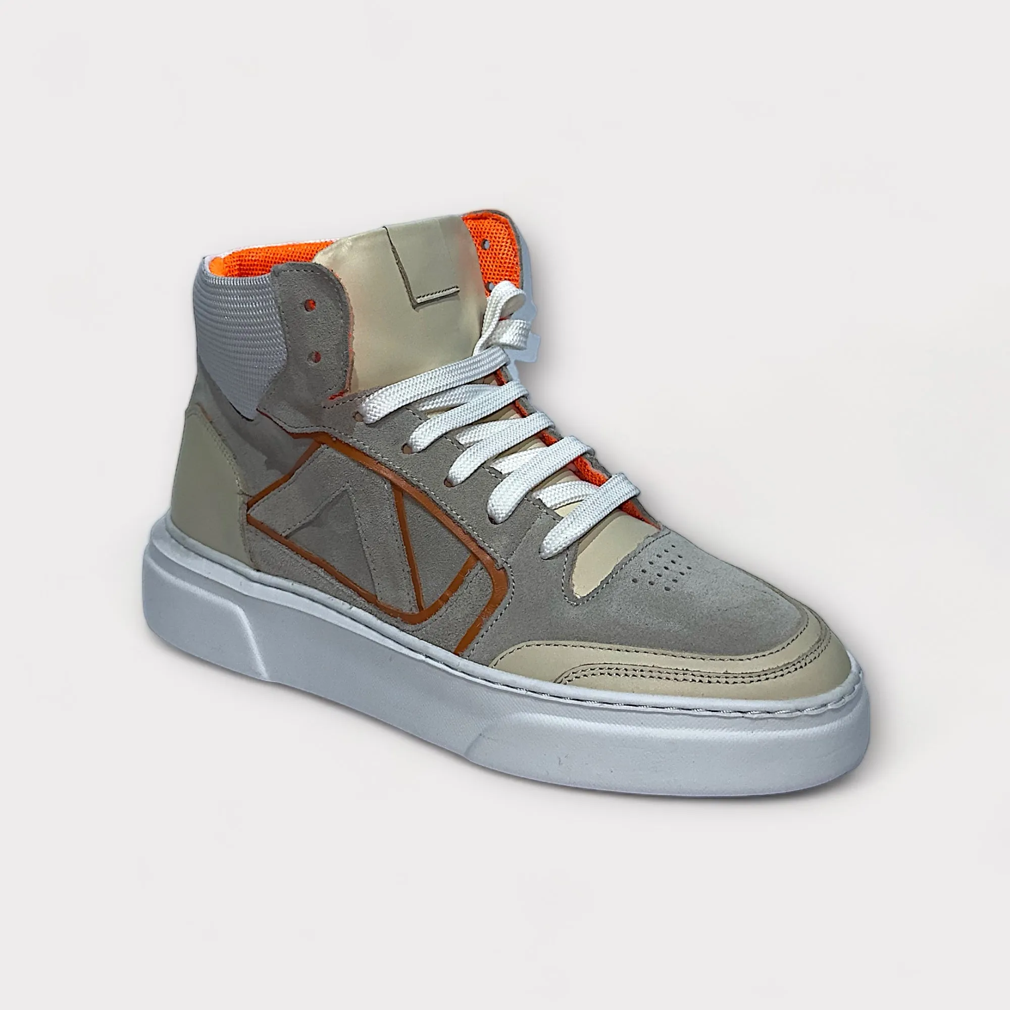 MERAI High Top Cream Suede Sneaker