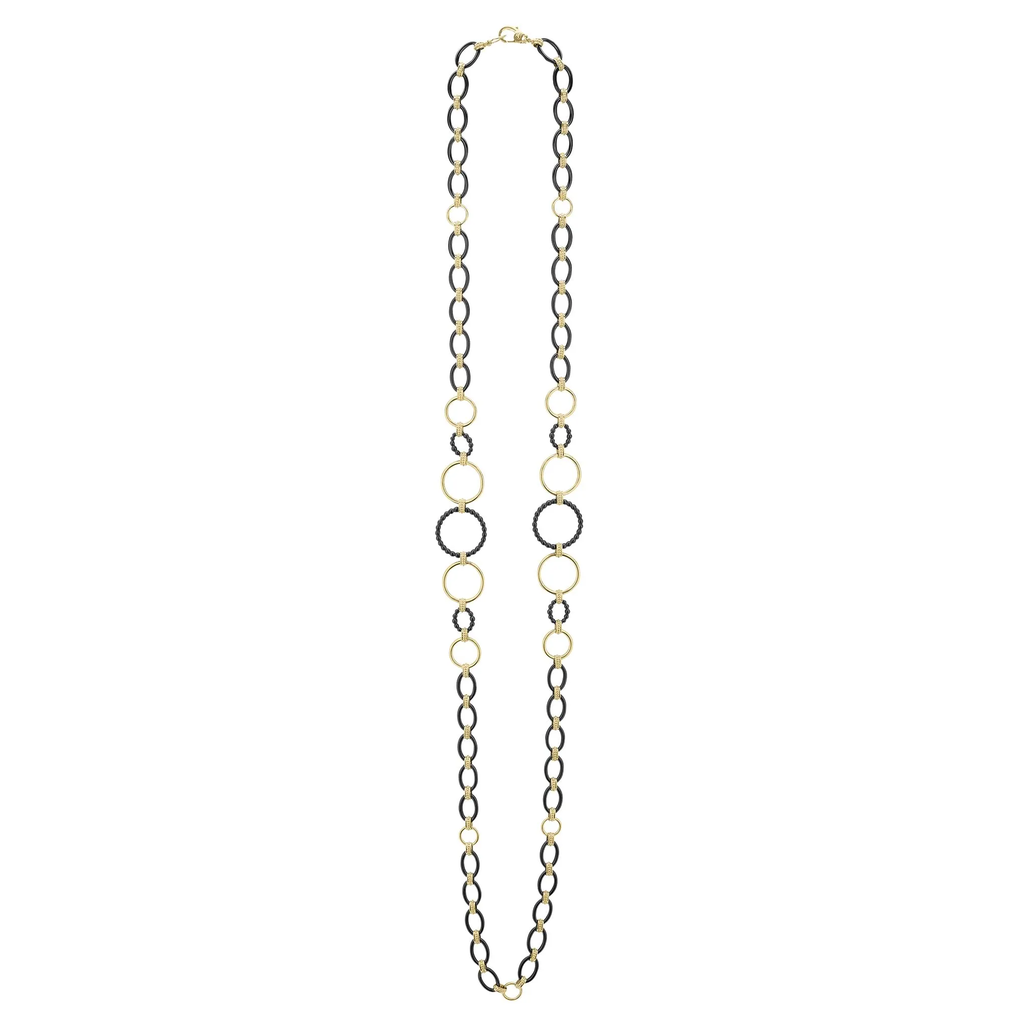 Meridian Long 18K Gold and Black Ceramic Link Necklace | 24mm