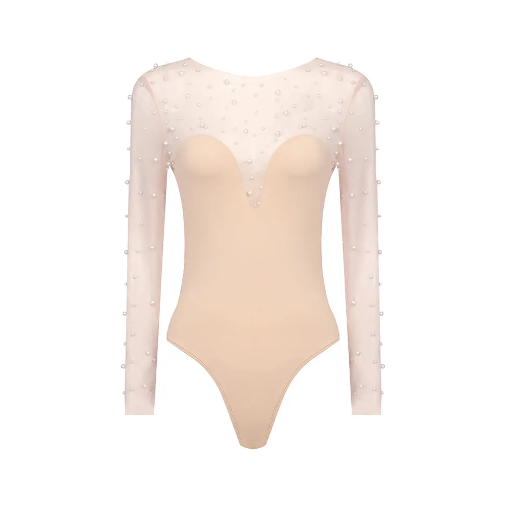 MESH PEARL JUMPSUIT TWO PIECE