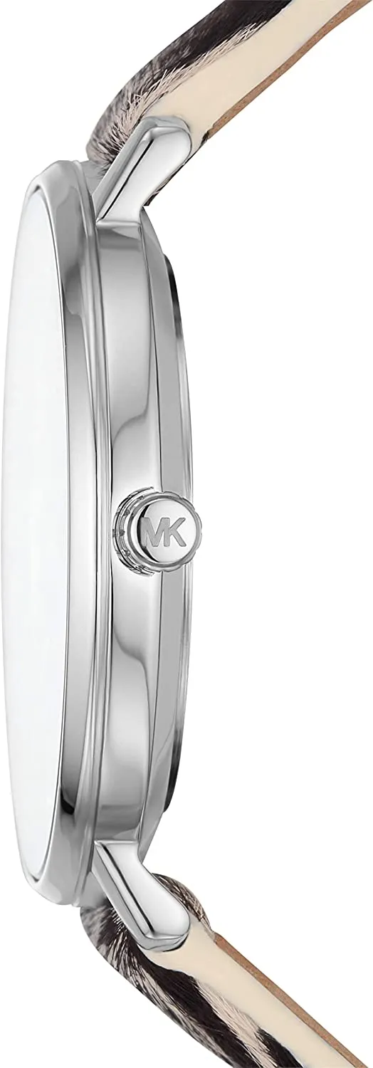 Michael Kors Pyper Three-Hand Zebra-Print Leather Strap