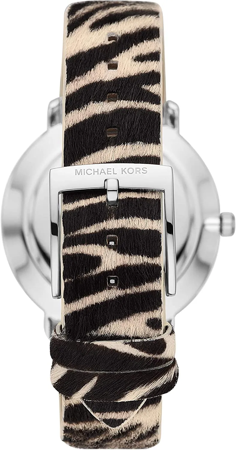 Michael Kors Pyper Three-Hand Zebra-Print Leather Strap