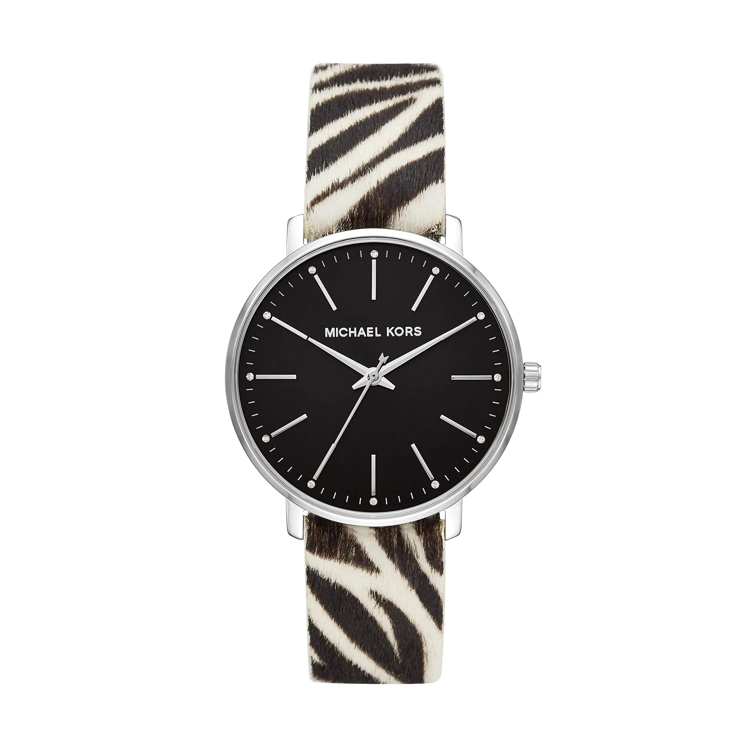 Michael Kors Pyper Three-Hand Zebra-Print Leather Strap