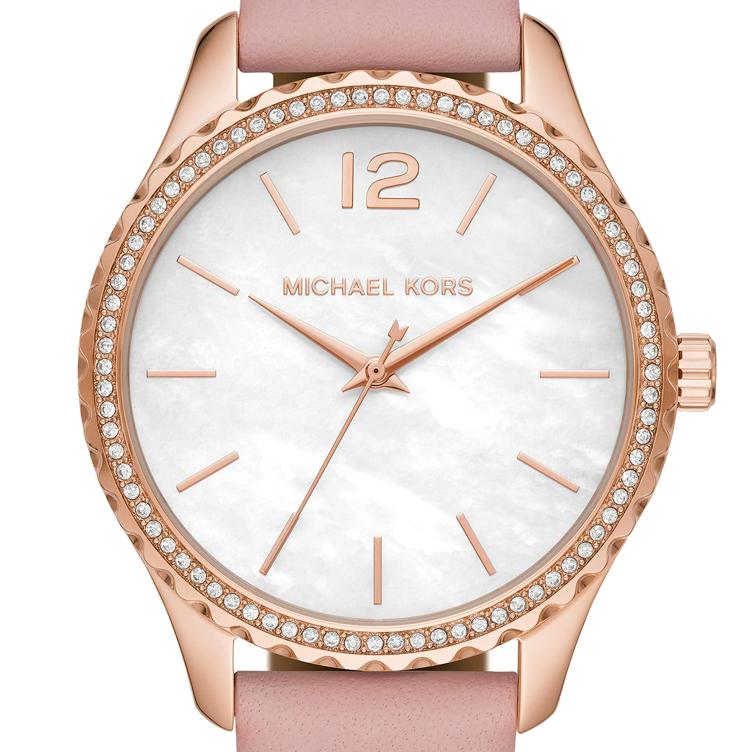 Michael Kors Women's Layton Stainless Steel Quartz Watch with Leather Strap, Pink, 18 (Model: MK2909)