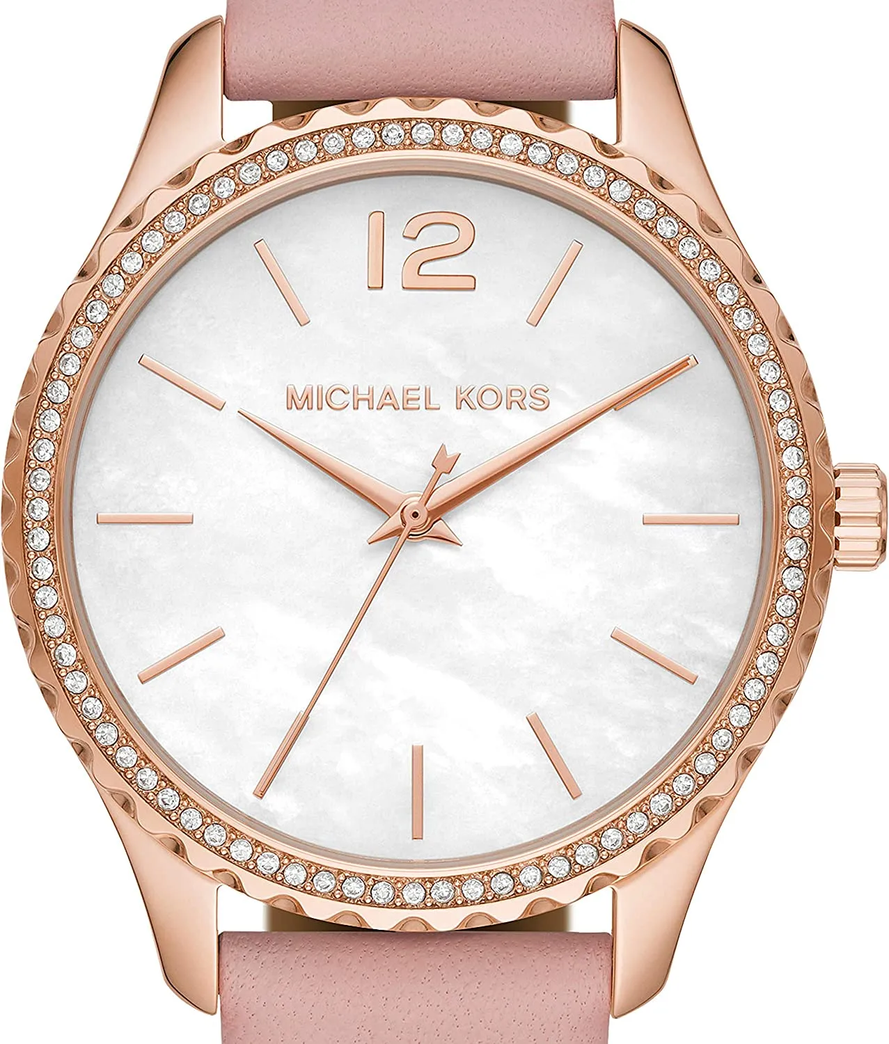 Michael Kors Women's Layton Stainless Steel Quartz Watch with Leather Strap, Pink, 18 (Model: MK2909)