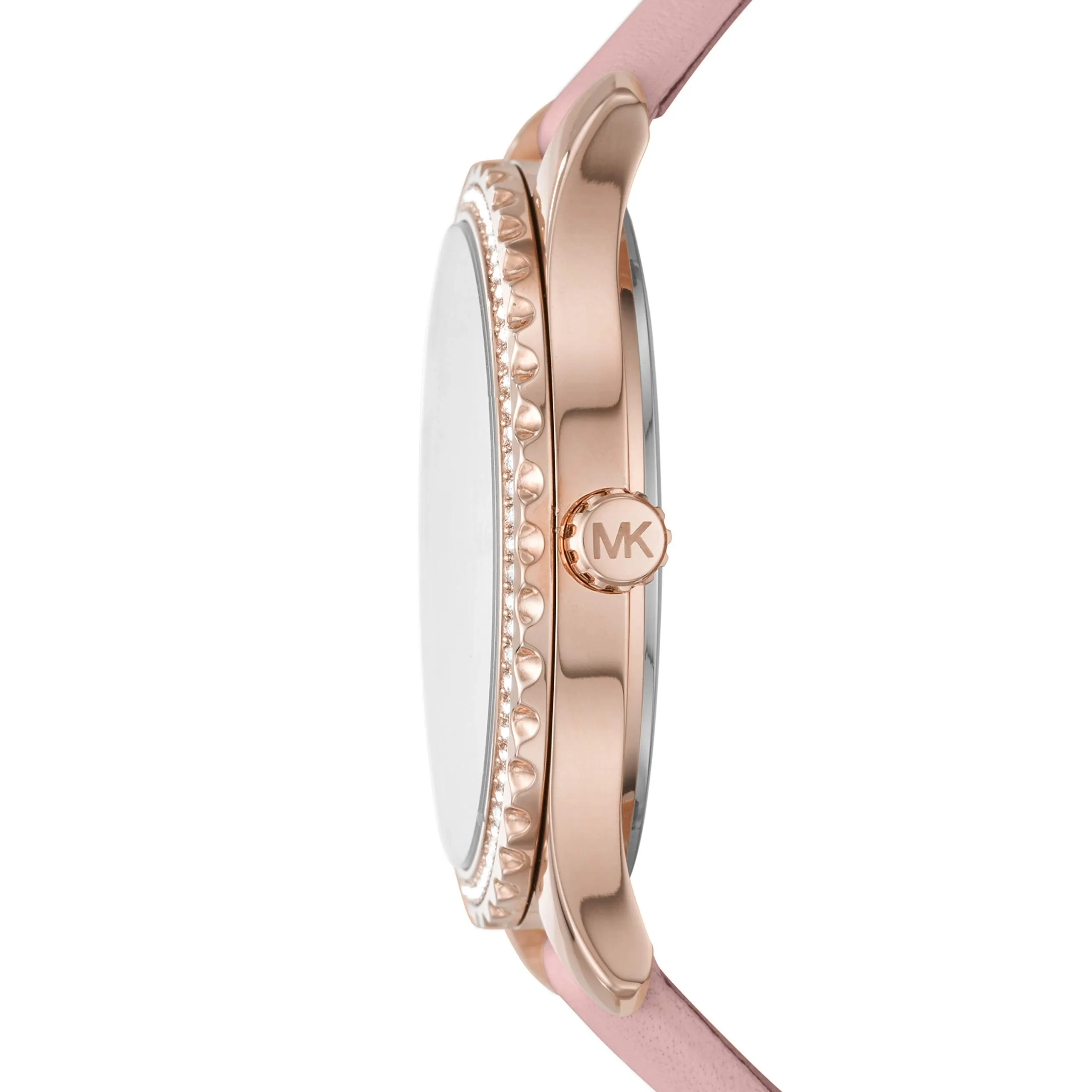 Michael Kors Women's Layton Stainless Steel Quartz Watch with Leather Strap, Pink, 18 (Model: MK2909)