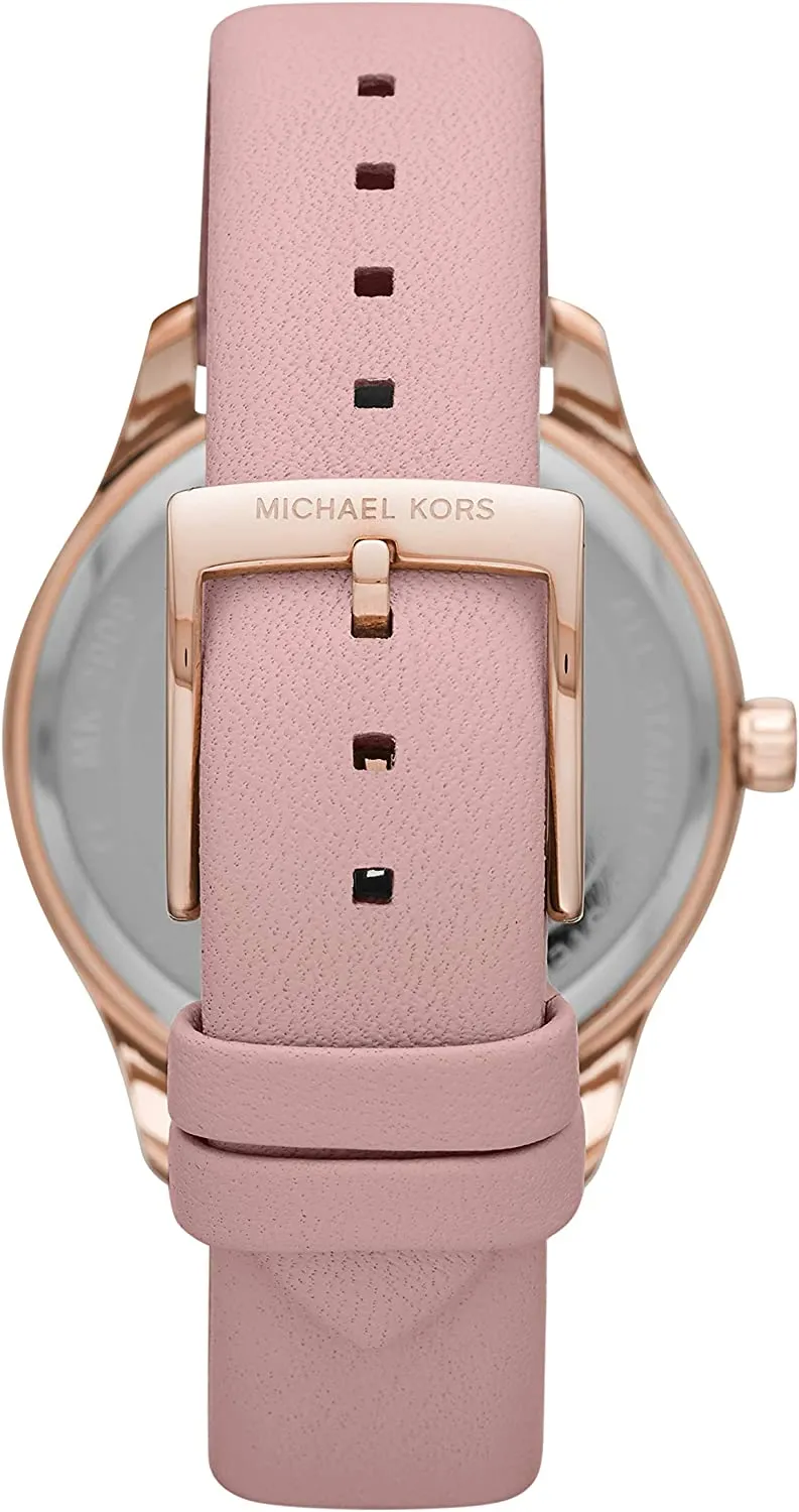 Michael Kors Women's Layton Stainless Steel Quartz Watch with Leather Strap, Pink, 18 (Model: MK2909)