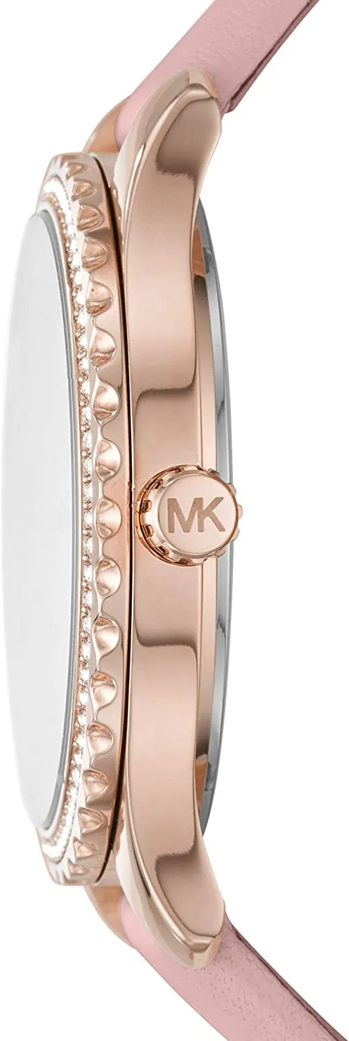Michael Kors Women's Layton Stainless Steel Quartz Watch with Leather Strap, Pink, 18 (Model: MK2909)