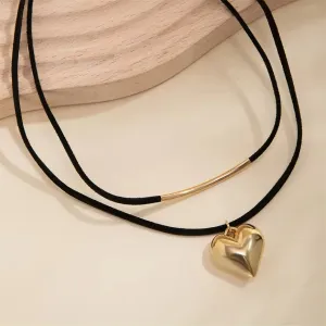 Midnight Velvet Love Heart Pendant Choker Necklace