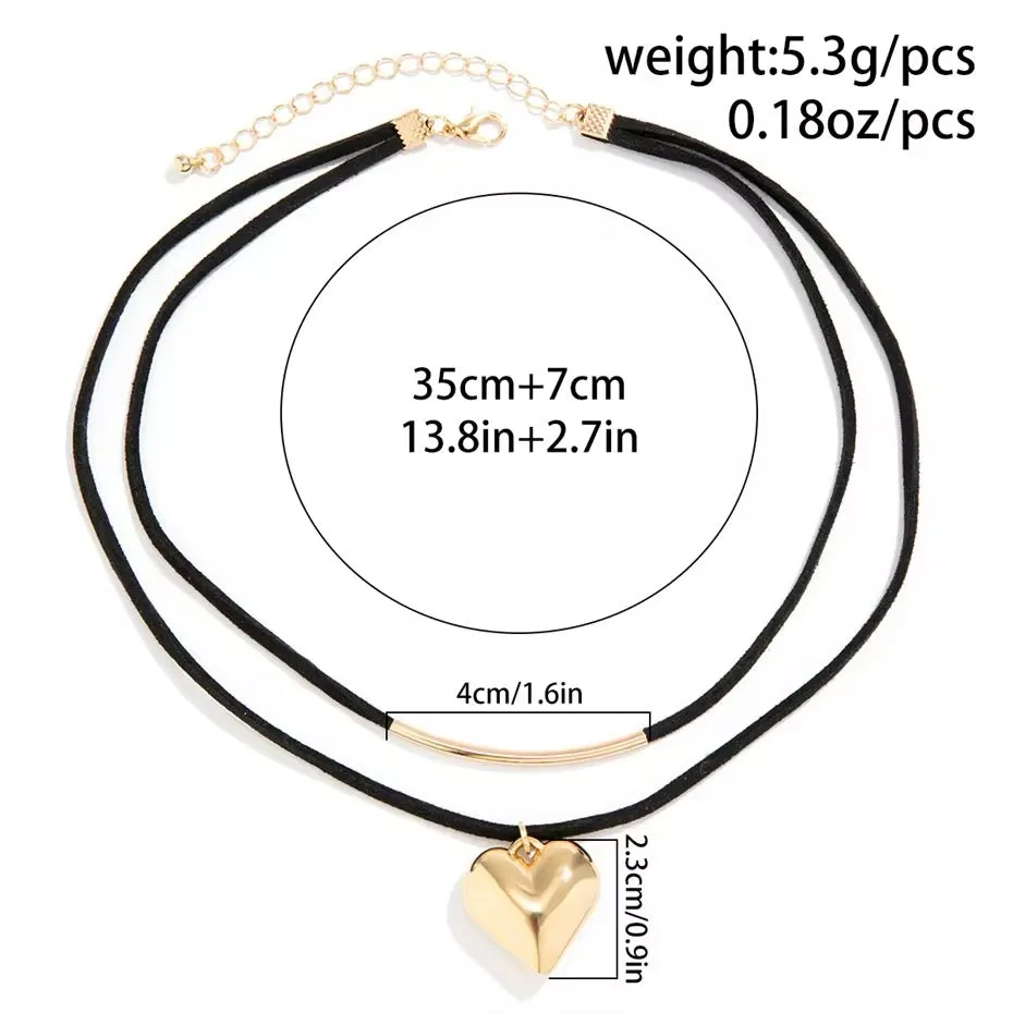 Midnight Velvet Love Heart Pendant Choker Necklace