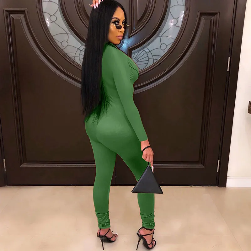 Milan Long Sleeve Zip Front Bodycon Jumpsuit