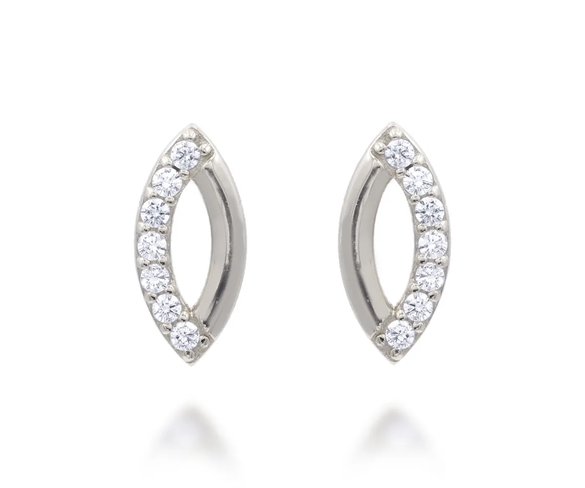 Mini Marquise Pavé Crystal Silver Earrings
