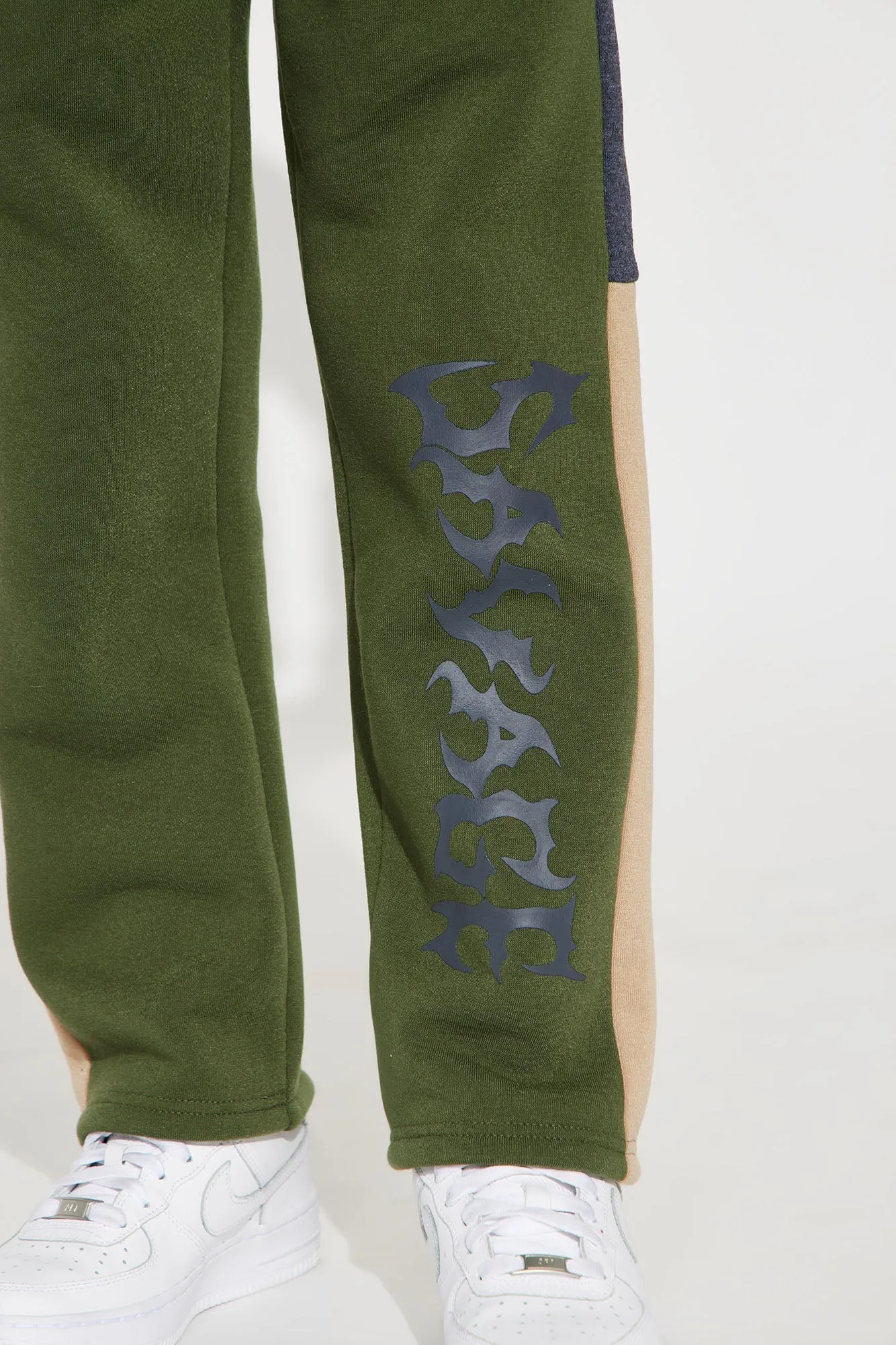 Mini Savage All The Time Colorblock Fleece Pant Set - Olive/combo