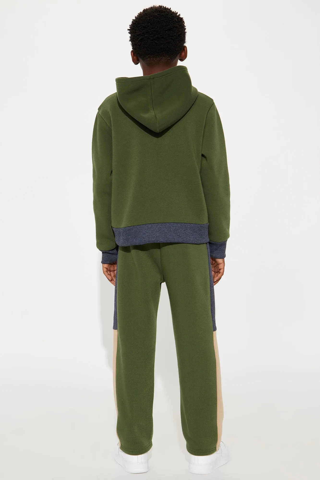 Mini Savage All The Time Colorblock Fleece Pant Set - Olive/combo