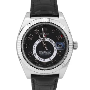 MINT 2018 PAPERS Rolex Sky-Dweller BLACK ARABIC 18K White Gold 42mm 326139 BOX