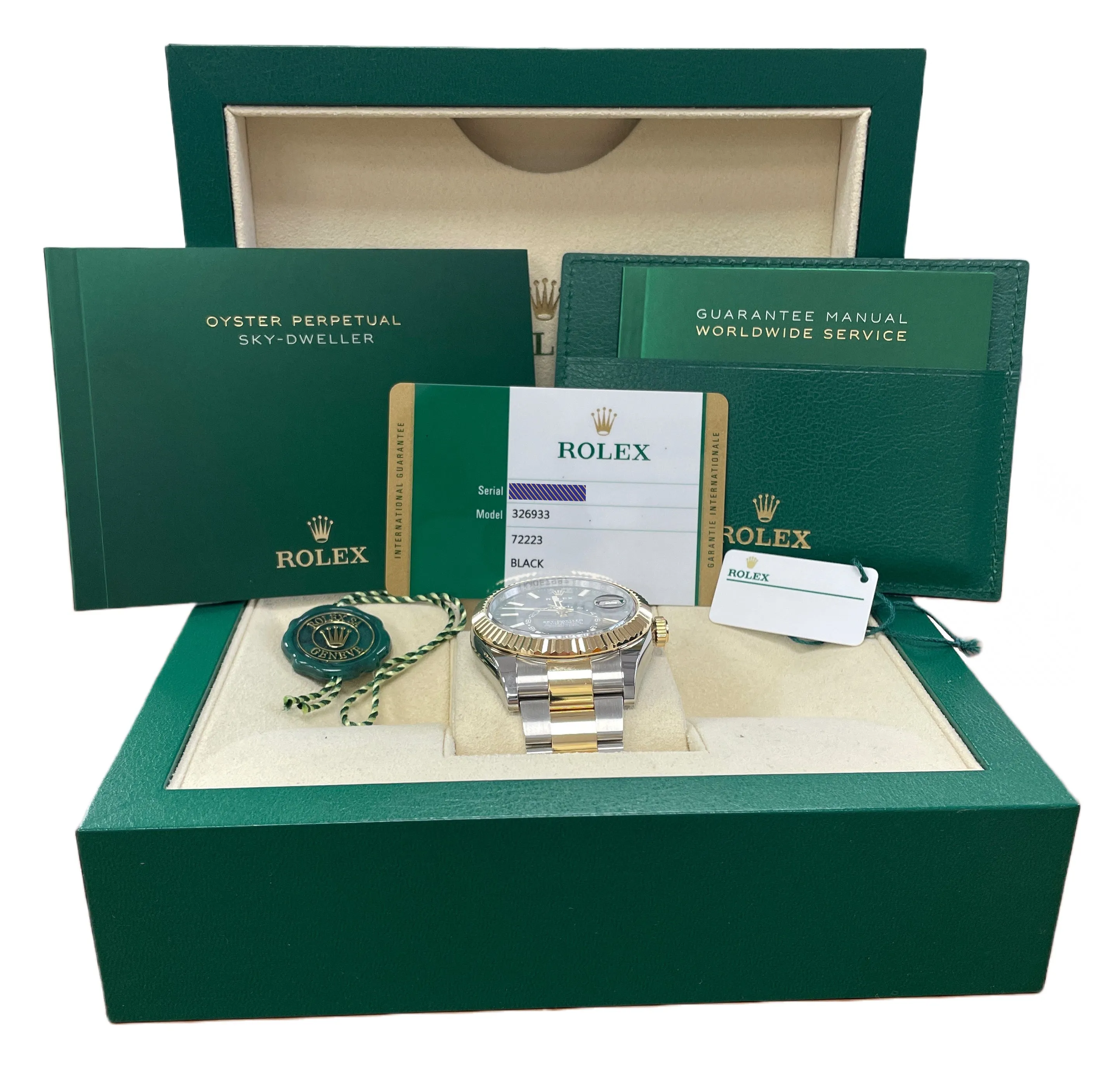 MINT PAPERS Rolex Sky-Dweller Black 18K Yellow Gold 42mm Oyster Date 326933 BOX