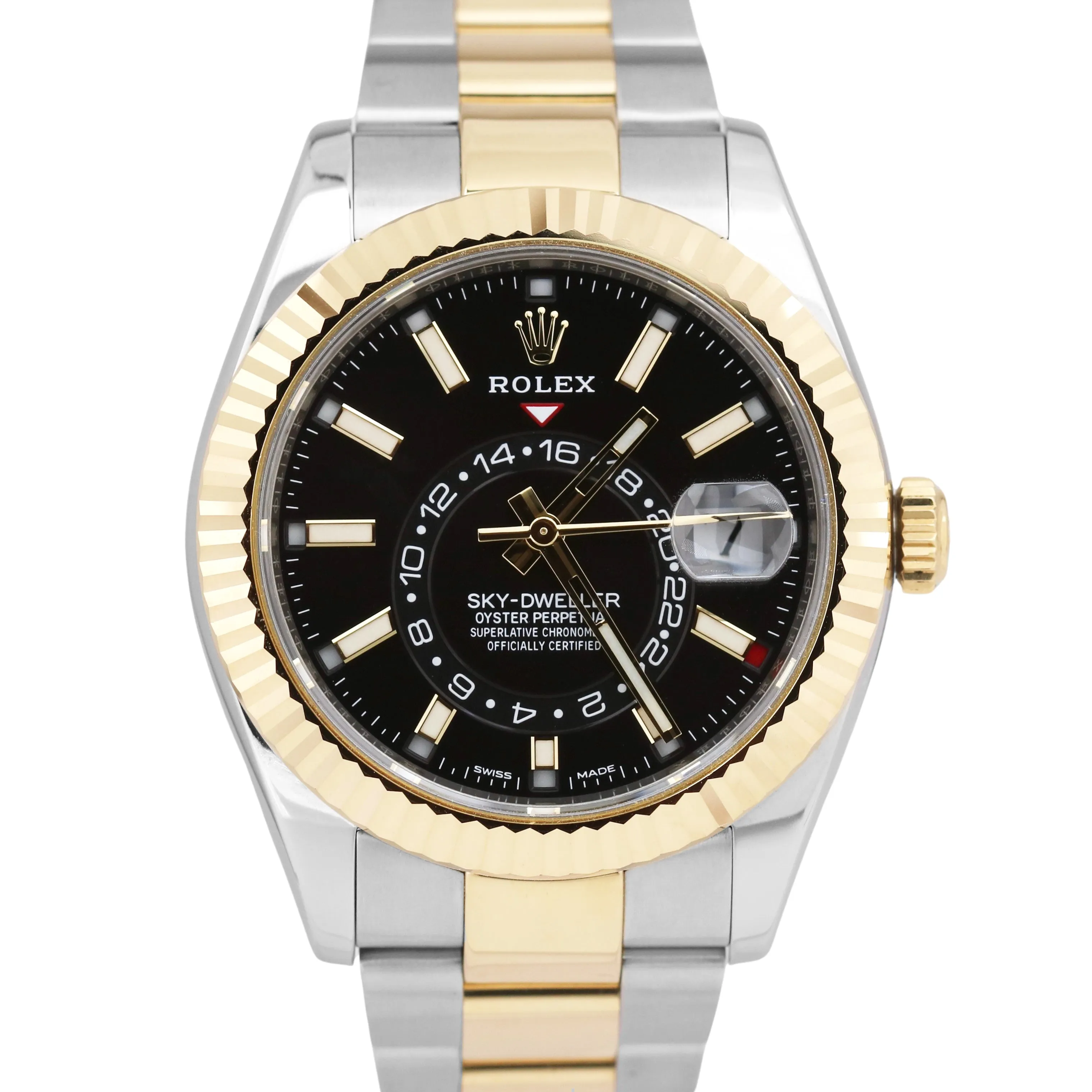MINT PAPERS Rolex Sky-Dweller BLACK 18K Yellow Gold Steel 42mm Oyster 326933 BOX