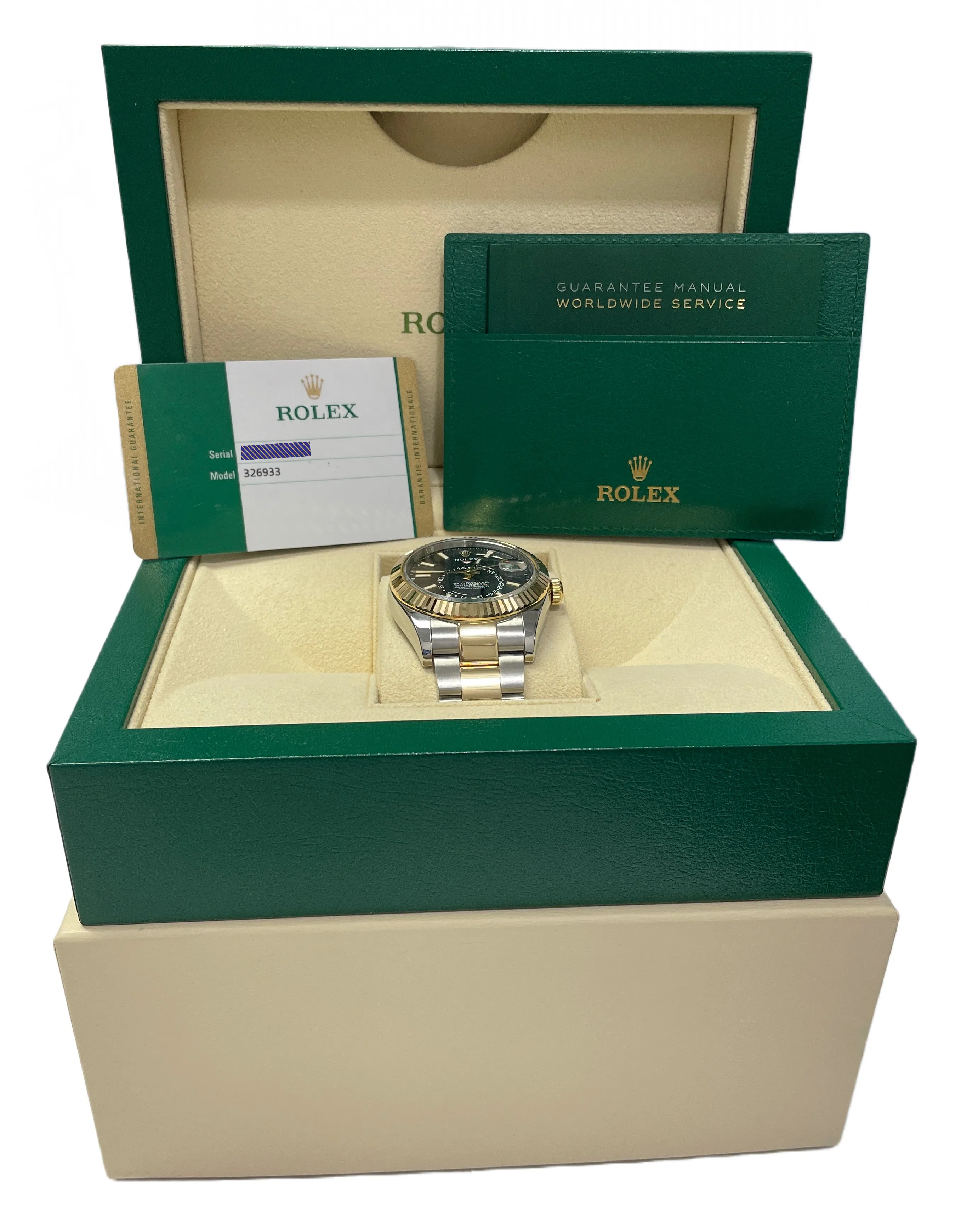 MINT PAPERS Rolex Sky-Dweller BLACK 18K Yellow Gold Steel 42mm Oyster 326933 BOX