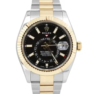 MINT PAPERS Rolex Sky-Dweller BLACK 18K Yellow Gold Steel 42mm Oyster 326933 BOX