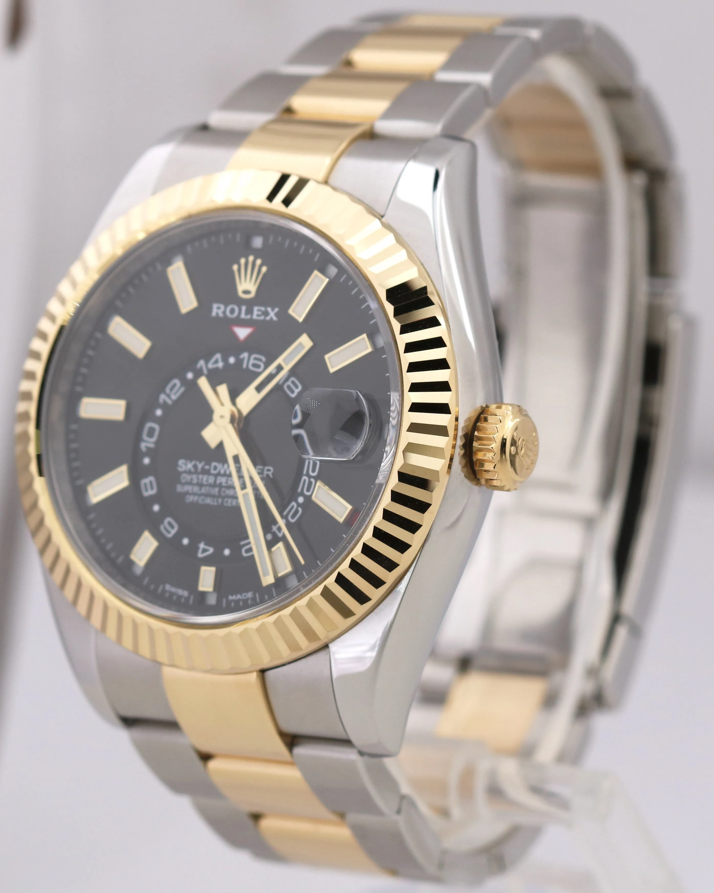 MINT PAPERS Rolex Sky-Dweller BLACK 18K Yellow Gold Steel 42mm Oyster 326933 BOX