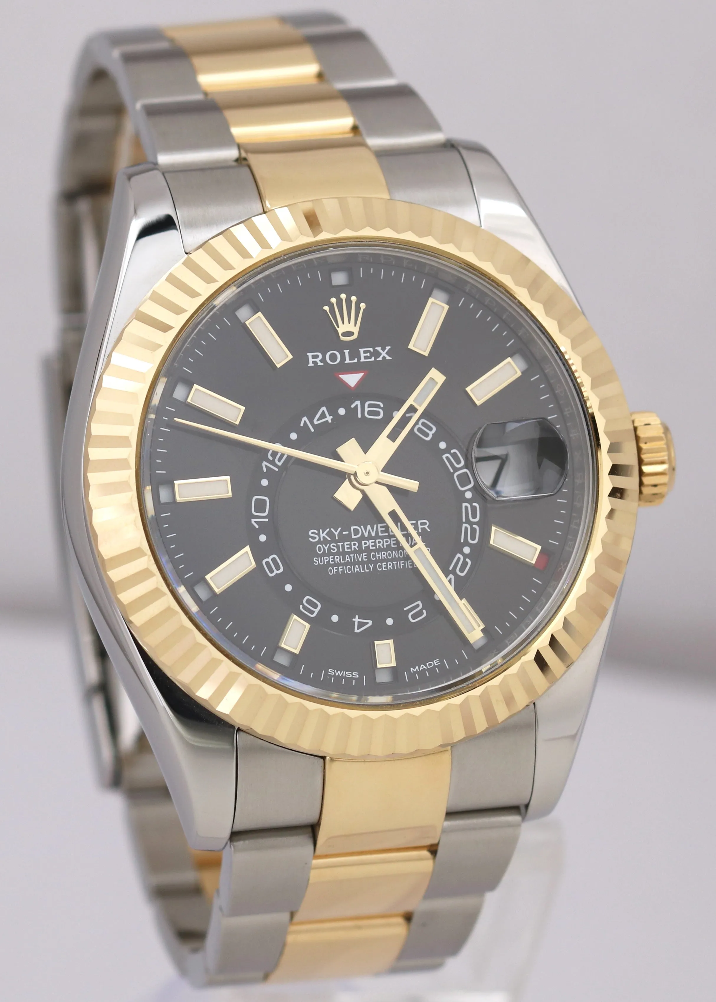 MINT PAPERS Rolex Sky-Dweller BLACK 18K Yellow Gold Steel 42mm Oyster 326933 BOX