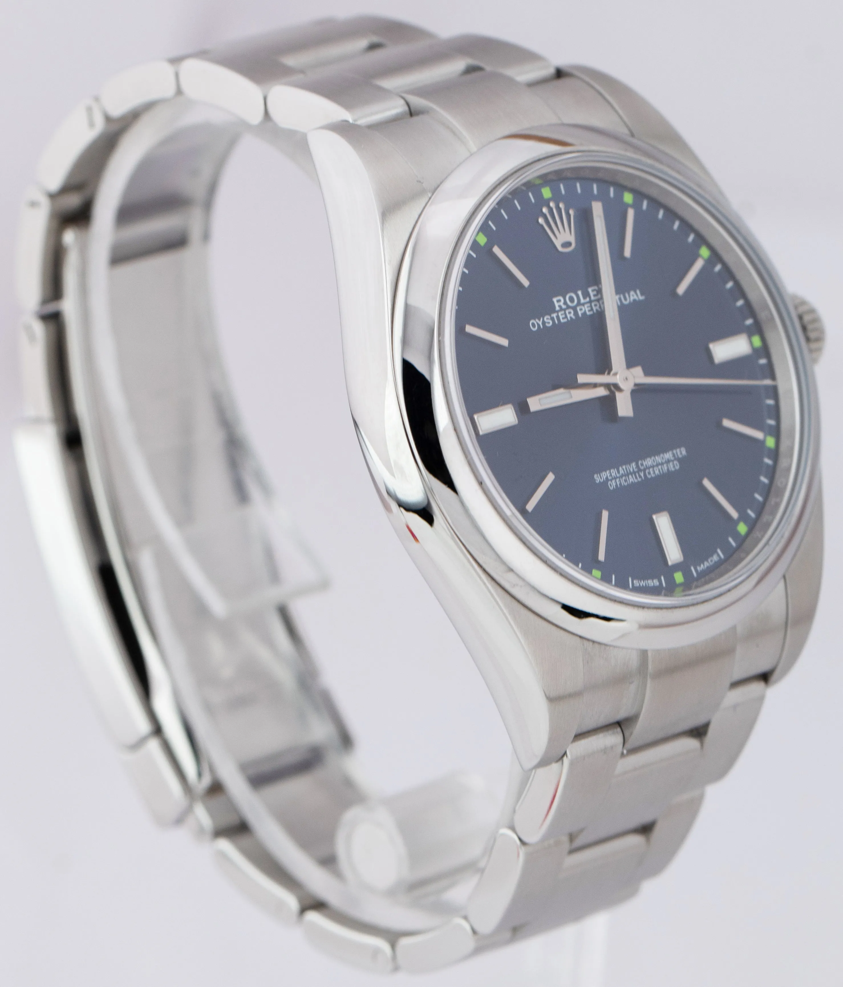 MINT Rolex Oyster Perpetual 39mm Blue Stainless Steel Automatic Watch 114300