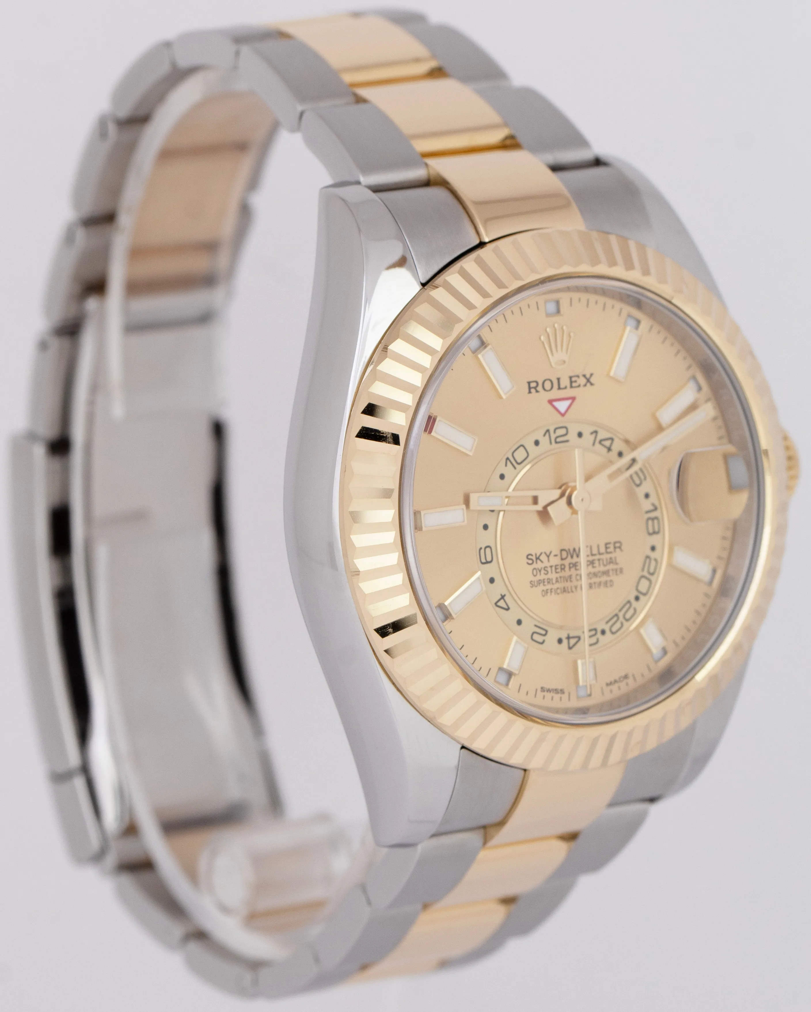 MINT Rolex Sky-Dweller Champagne Two-Tone 18K Gold Stainless 42mm Oyster 326933