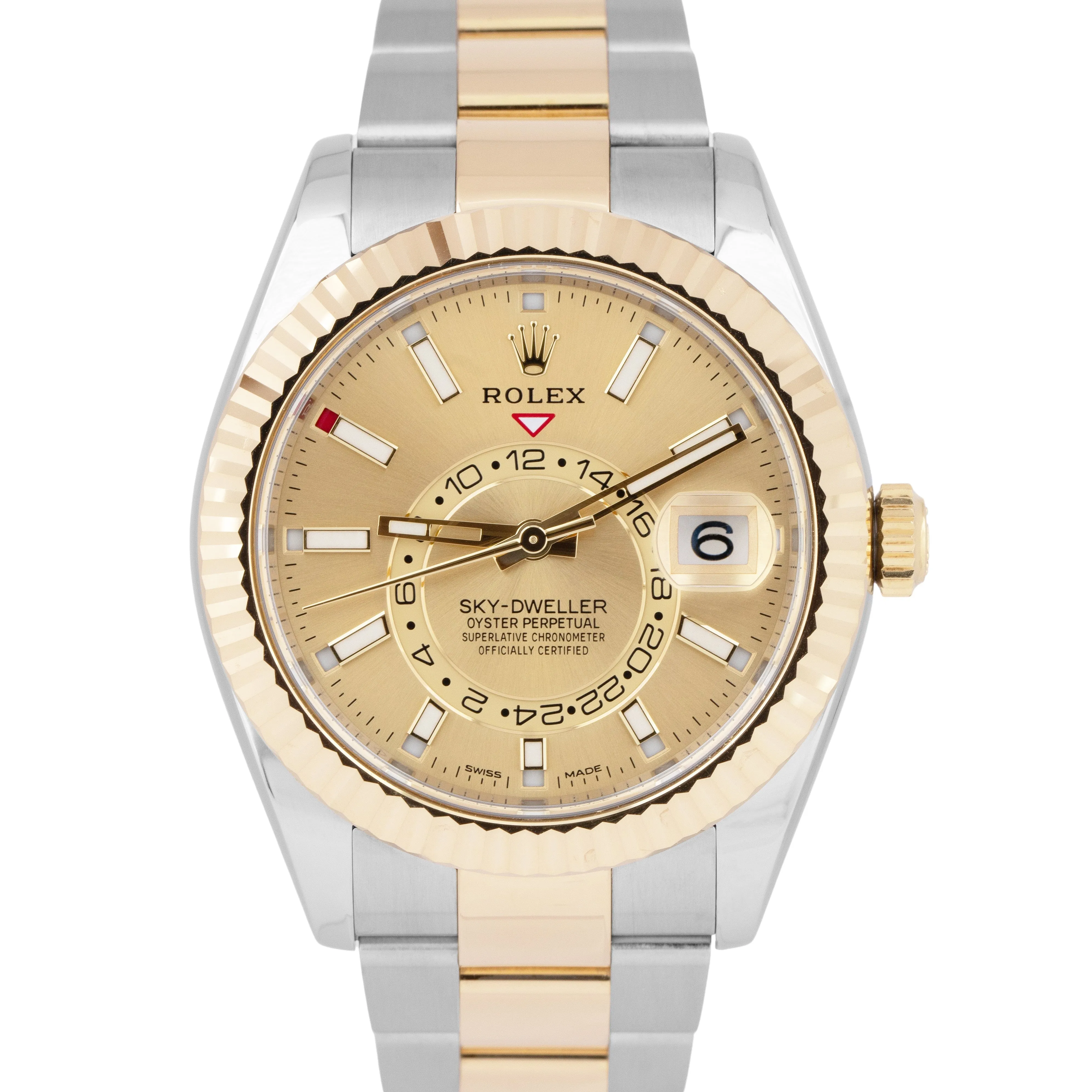 MINT Rolex Sky-Dweller Champagne Two-Tone 18K Gold Stainless 42mm Oyster 326933