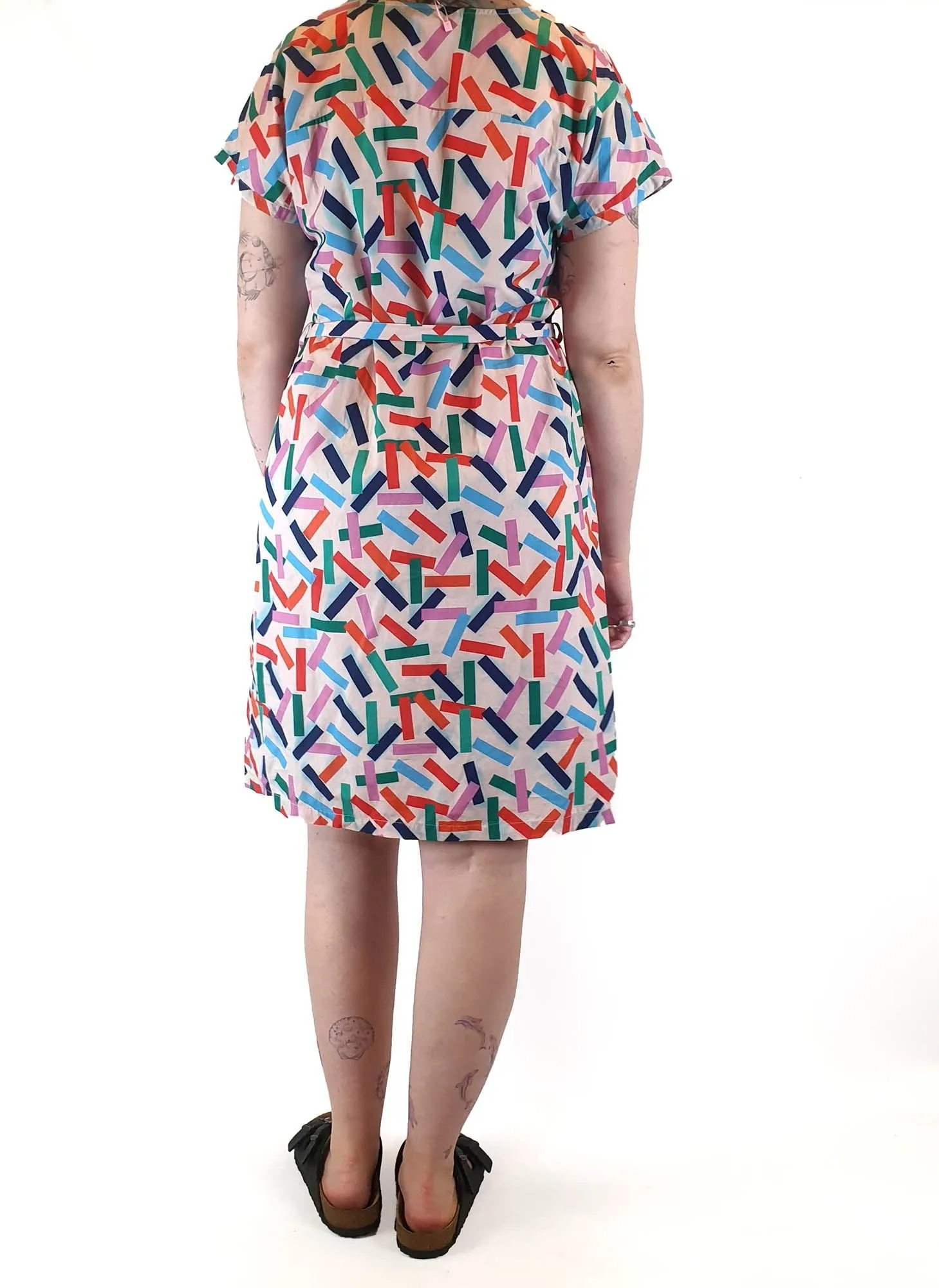 Miranda Murphy colourful print shell style dress size L (best fits 12-small 14)