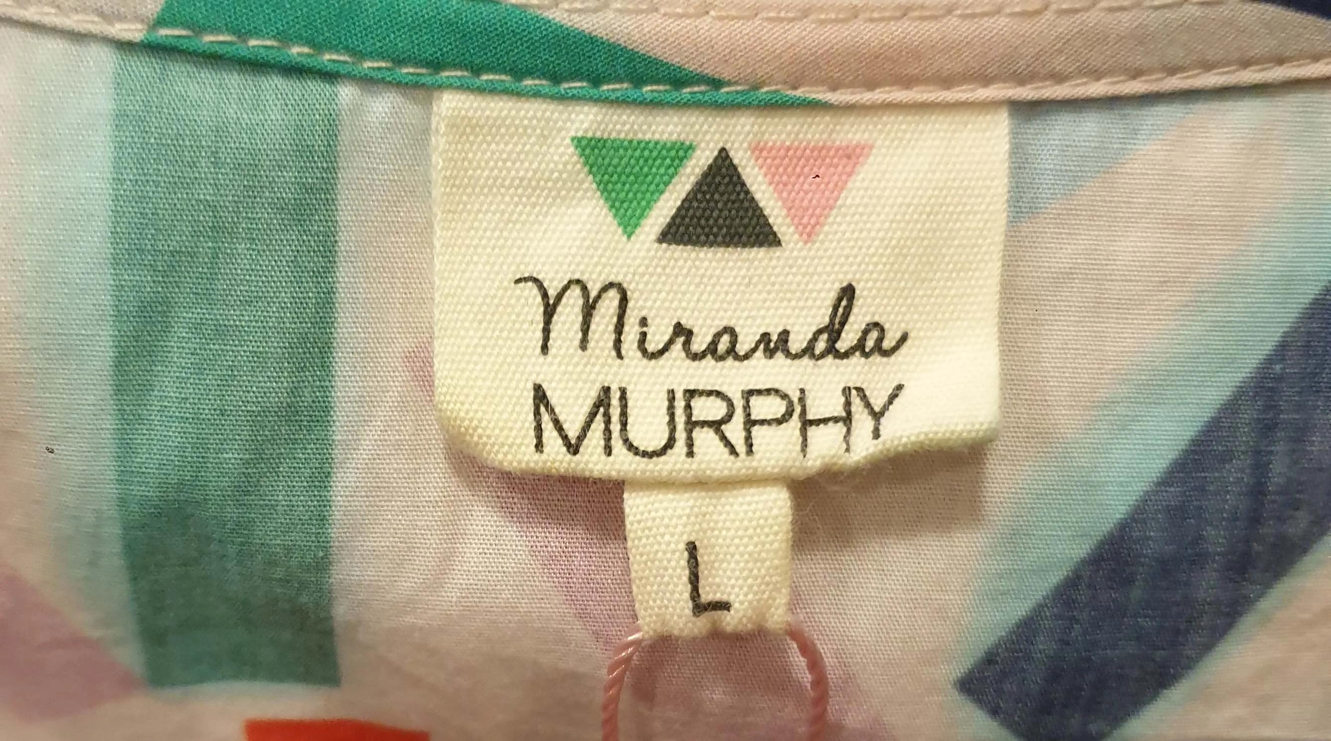 Miranda Murphy colourful print shell style dress size L (best fits 12-small 14)