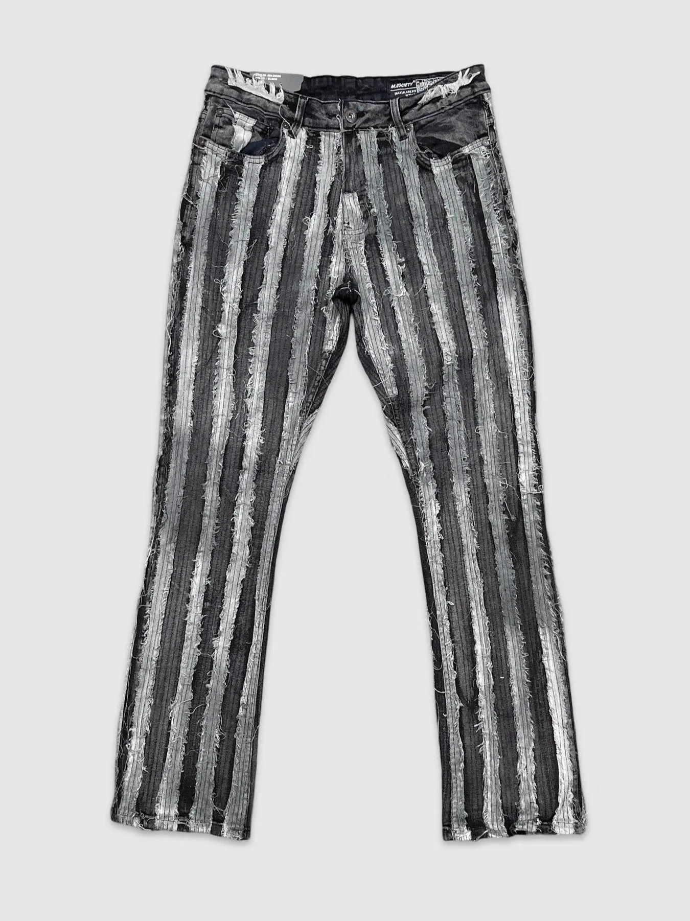 MIS-MS80366-Burn Effect Flare Fit Denim Pants