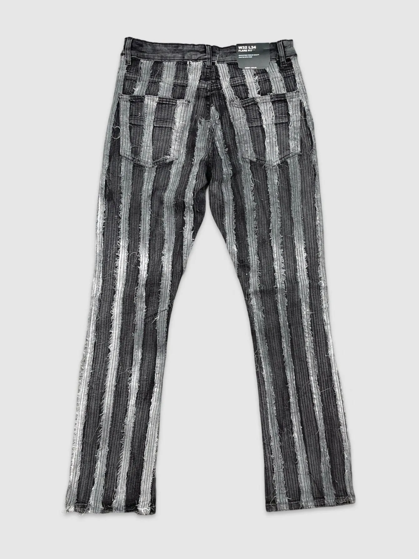 MIS-MS80366-Burn Effect Flare Fit Denim Pants