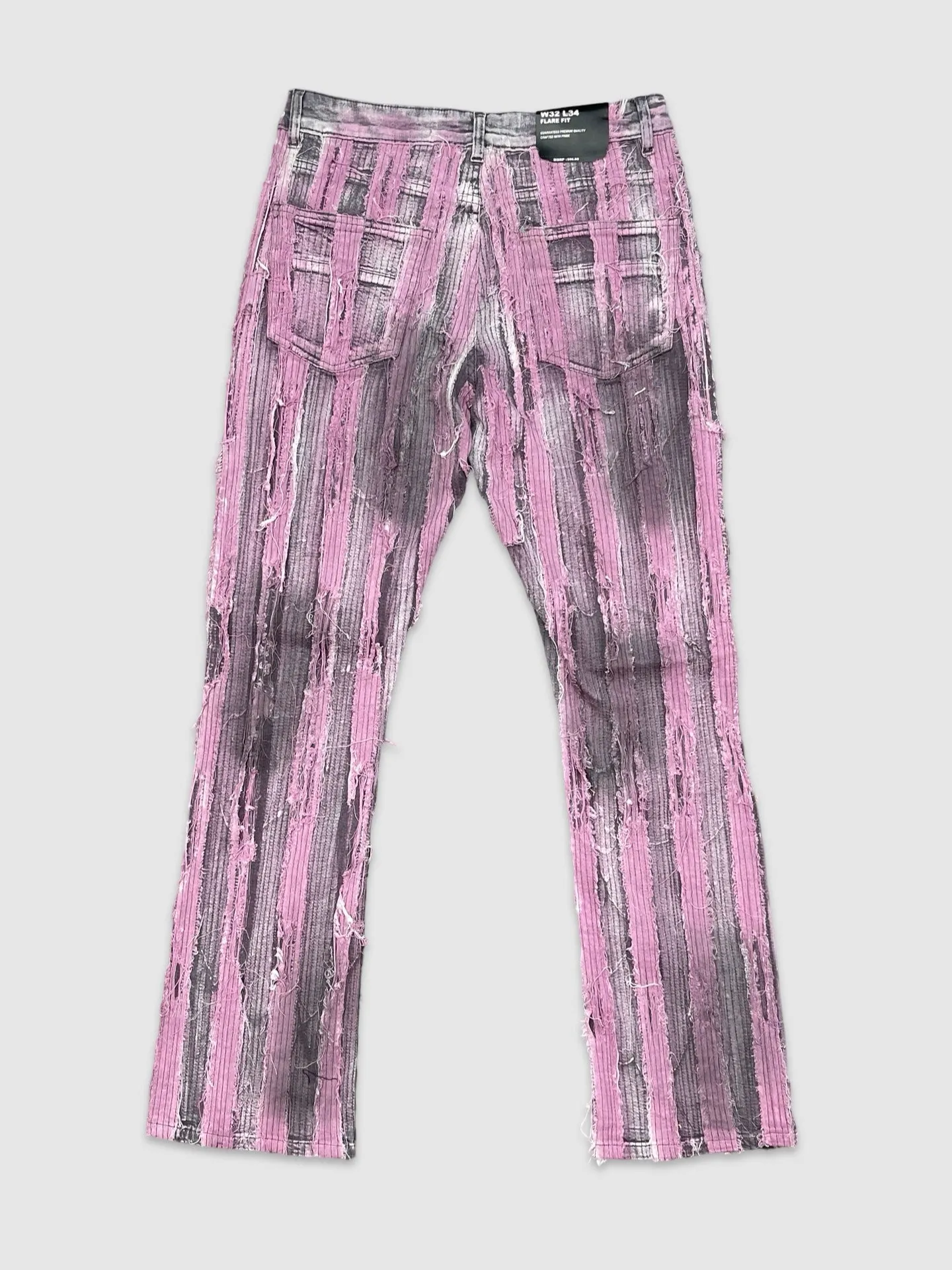 MIS-MS80366-Burn Effect Flare Fit Denim Pants