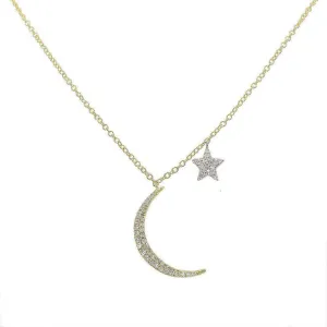 Moon and Star Diamond Necklace