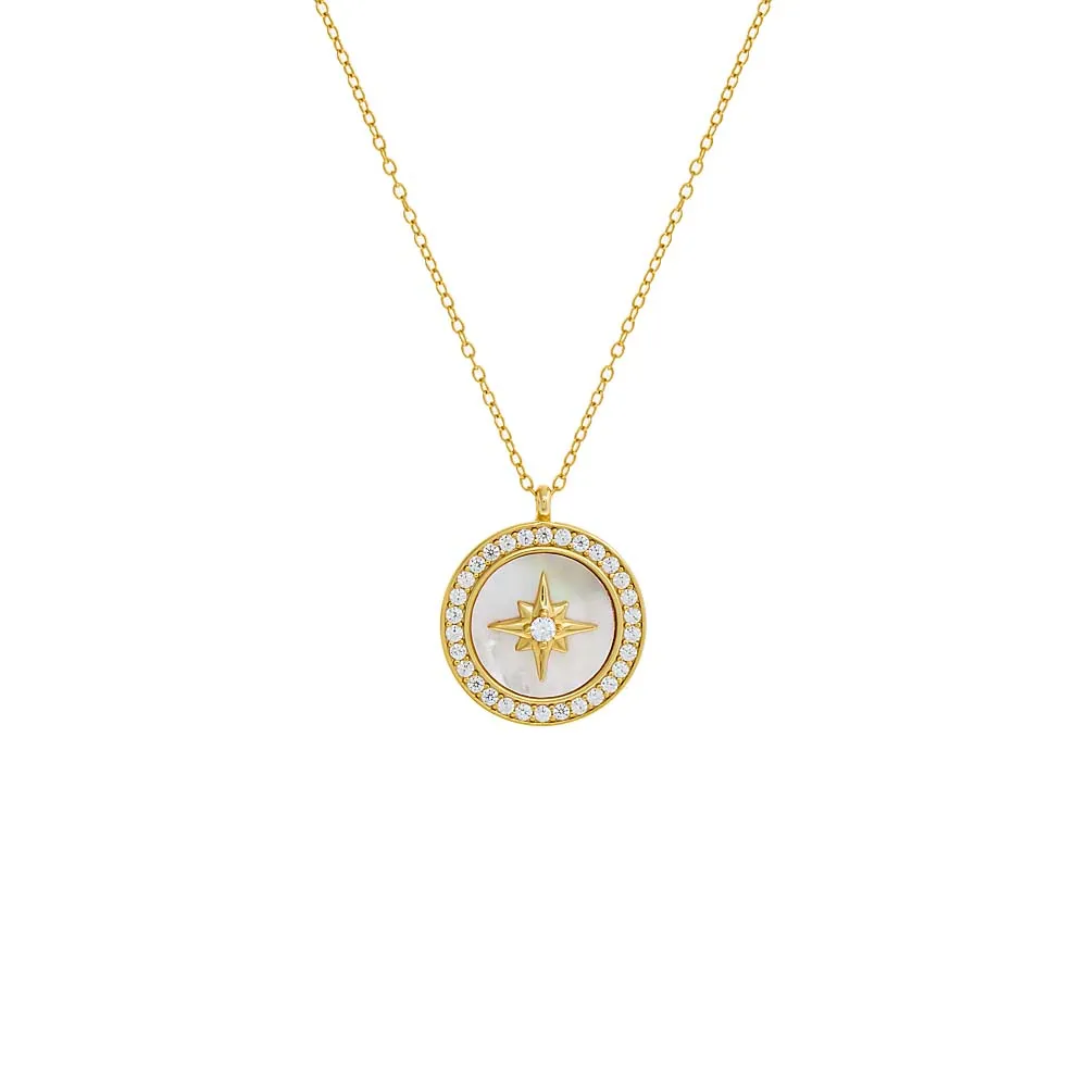 Mother Of Pearl Starburst CZ Necklace