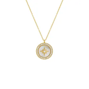 Mother Of Pearl Starburst CZ Necklace