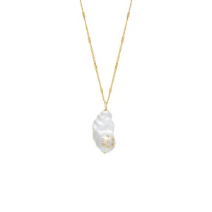 Multi CZ Bezel Pearl Necklace