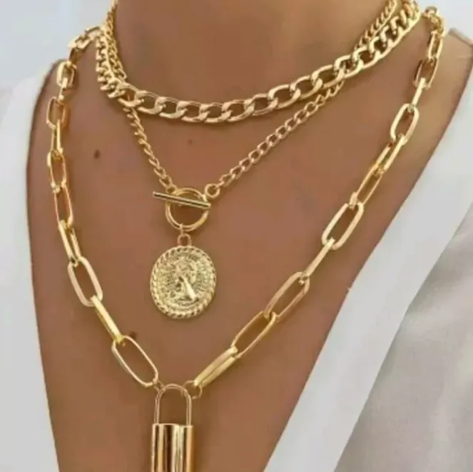 Multi-Layer Necklace Trendy Pendants Choker Women Fashion Jewelry Free Shipping