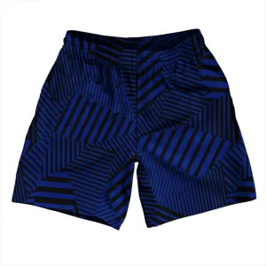 Multiple Lines Pattern Athletic Running Fitness Exercise Shorts 7" Inseam Shorts Made In USA