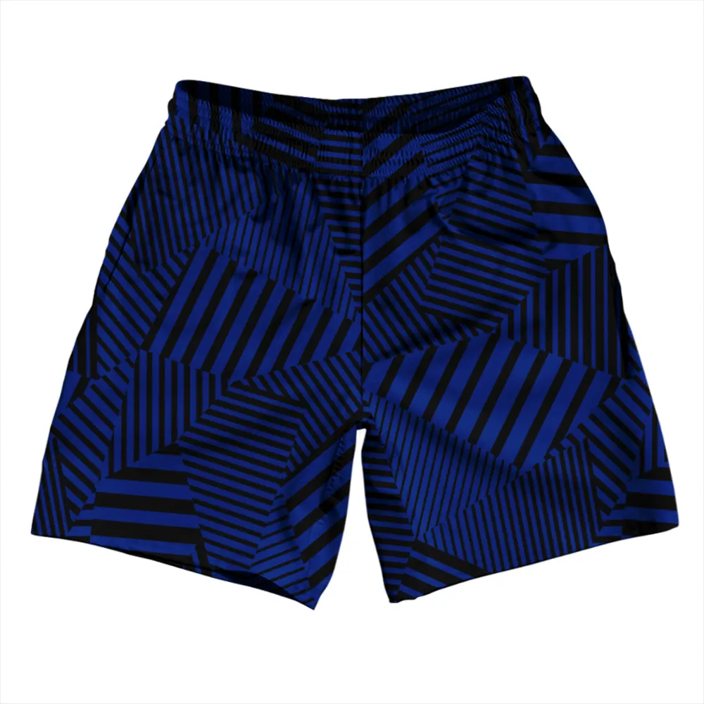 Multiple Lines Pattern Athletic Running Fitness Exercise Shorts 7" Inseam Shorts Made In USA