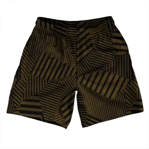 Multiple Lines Pattern Athletic Running Fitness Exercise Shorts 7" Inseam Shorts Made In USA