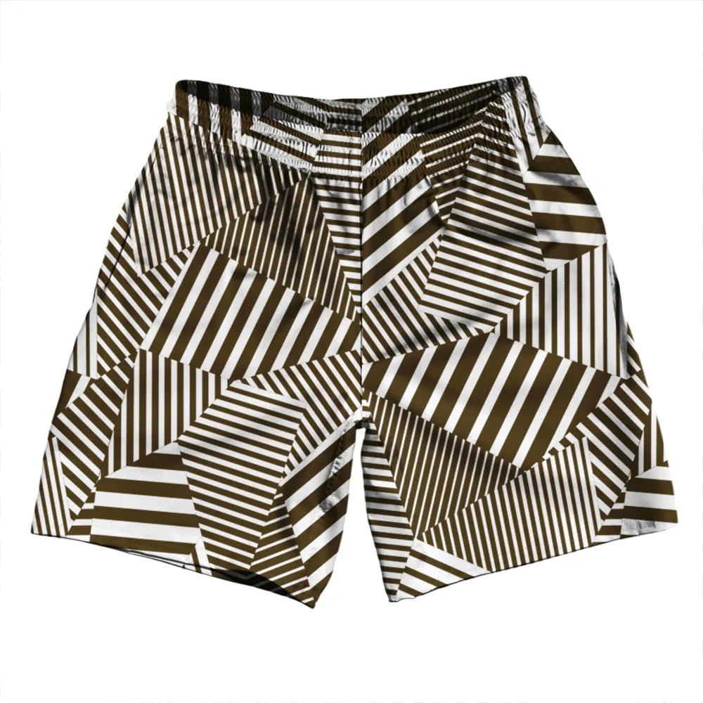 Multiple Lines Pattern Athletic Running Fitness Exercise Shorts 7" Inseam Shorts Made In USA