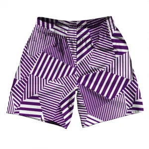 Multiple Lines Pattern Athletic Running Fitness Exercise Shorts 7" Inseam Shorts Made In USA